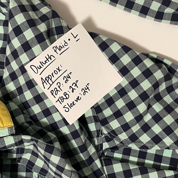 Duluth Trading Company Plaid - Aqua & Navy - Size Large - Picture 2 of 11